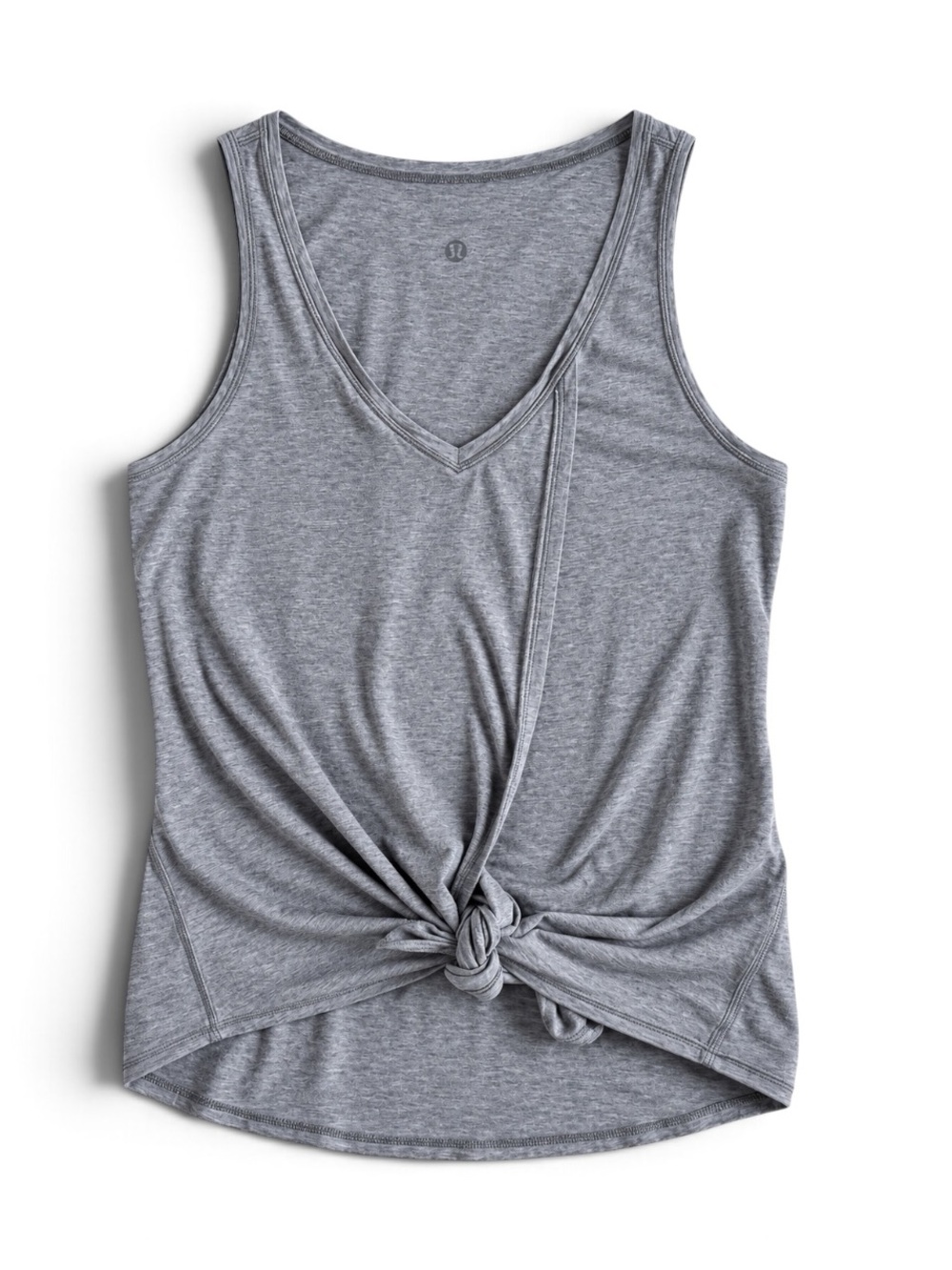 Lululemon Gray V-Neck Tank Top Tie Waist Yoga Shirt Size 6